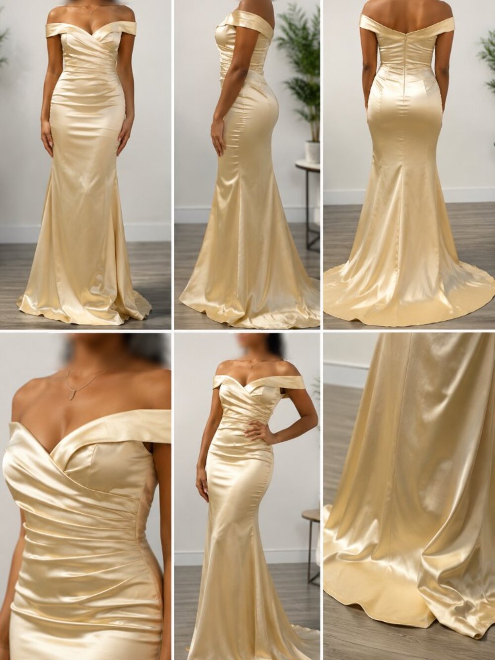 Satin Off-the-Shoulder Mermaid Dress